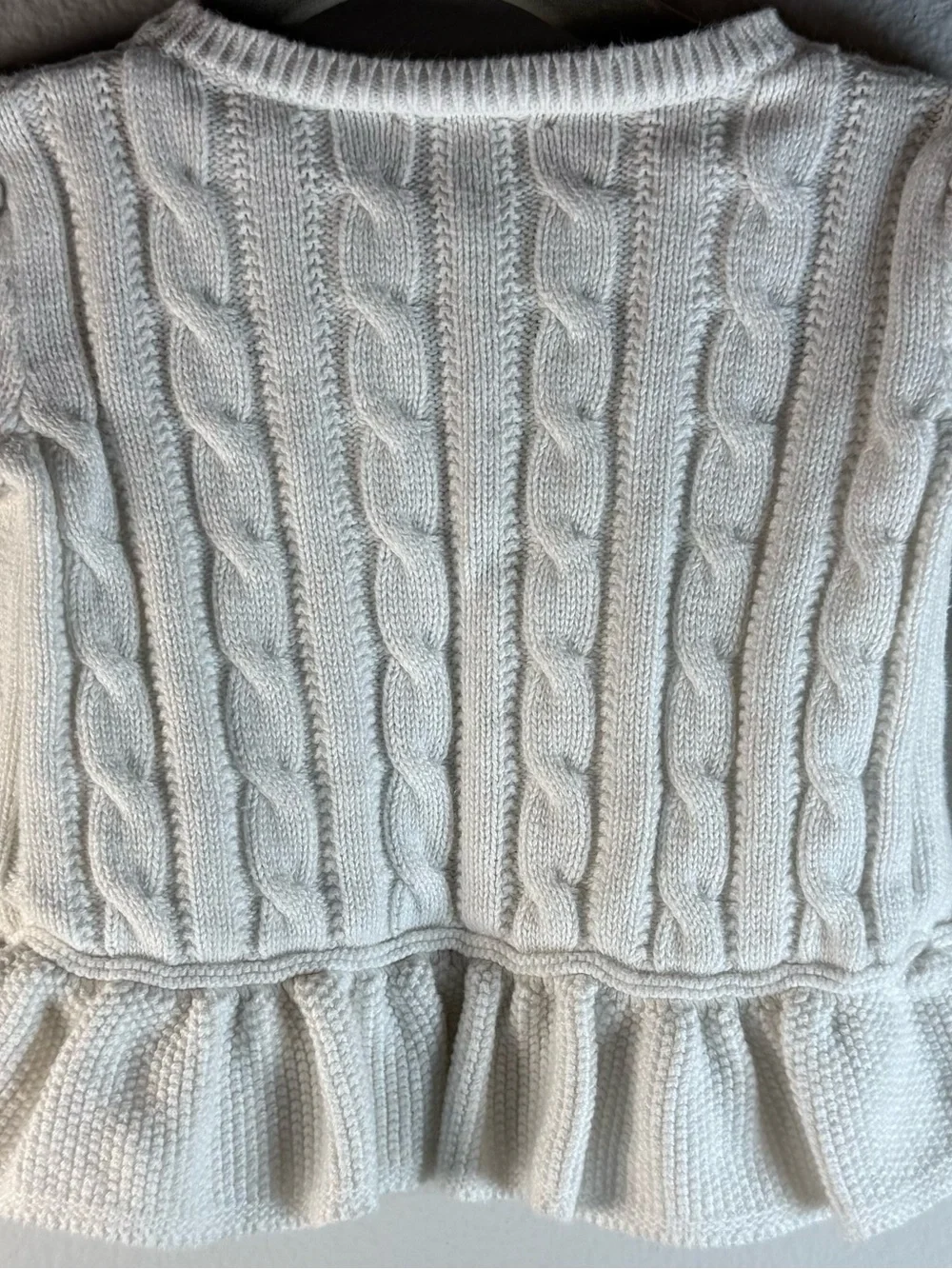 Ralph Lauren Cream Cable Knit Button-Up Cardigan with Pink Pony